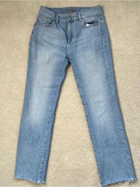 DL1961 Mara Straight Jeans Womens 27 Light Wash Mid Rise Crop Ankle Raw Hem